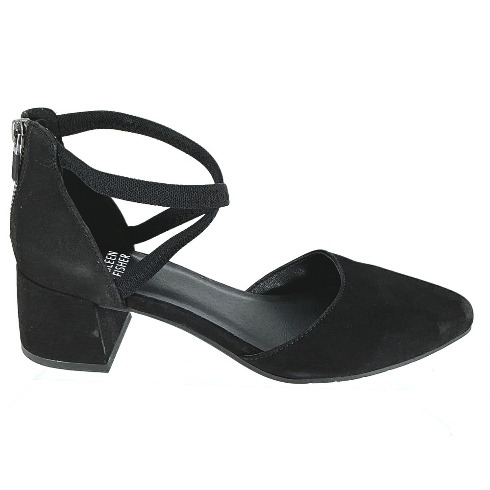 Eileen Fisher Size 6.5 Black Suede Block Heel Sandal NEW Venice $179